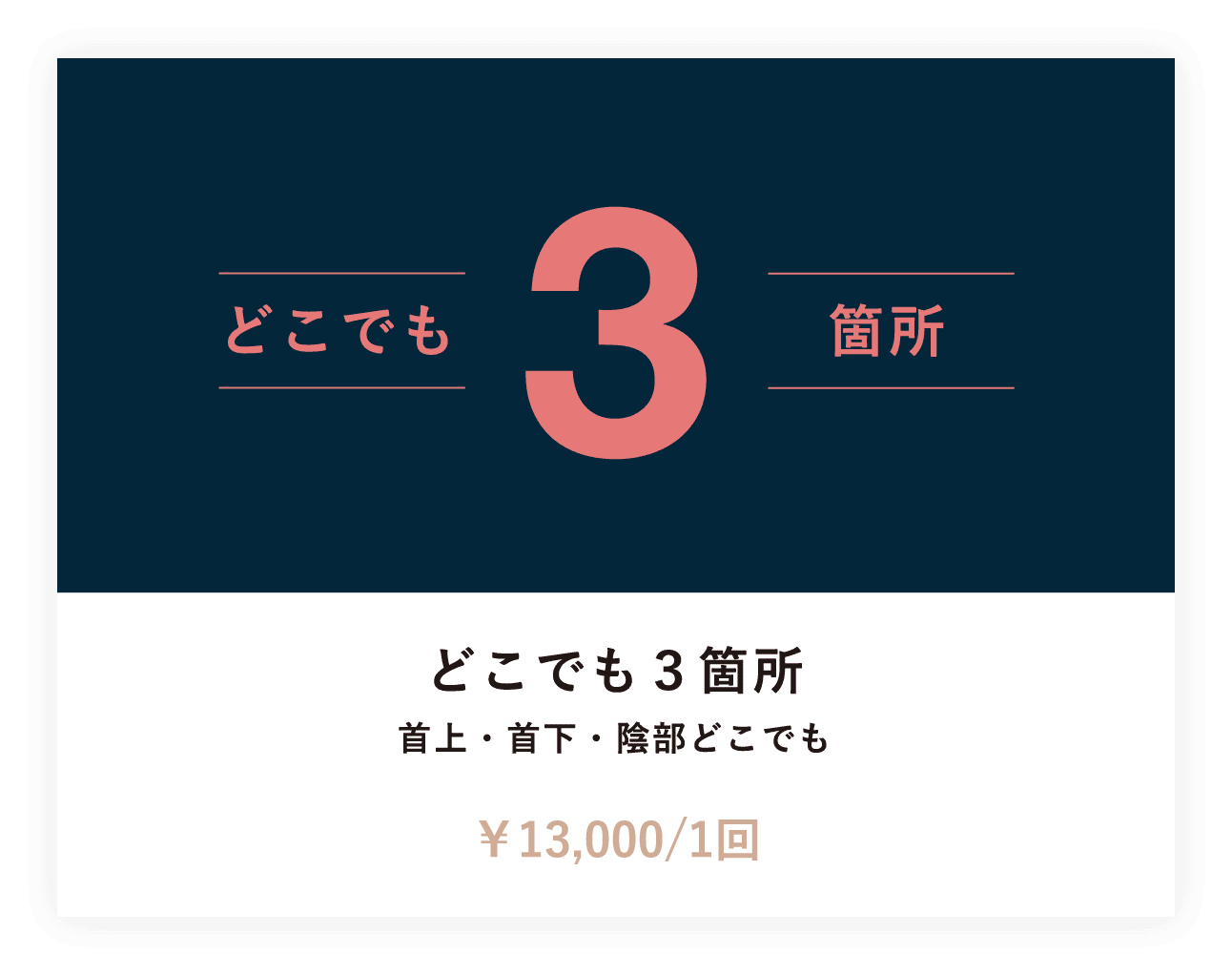 どこでも３箇所  首上・首下・陰部どこでも　¥20,000/1回