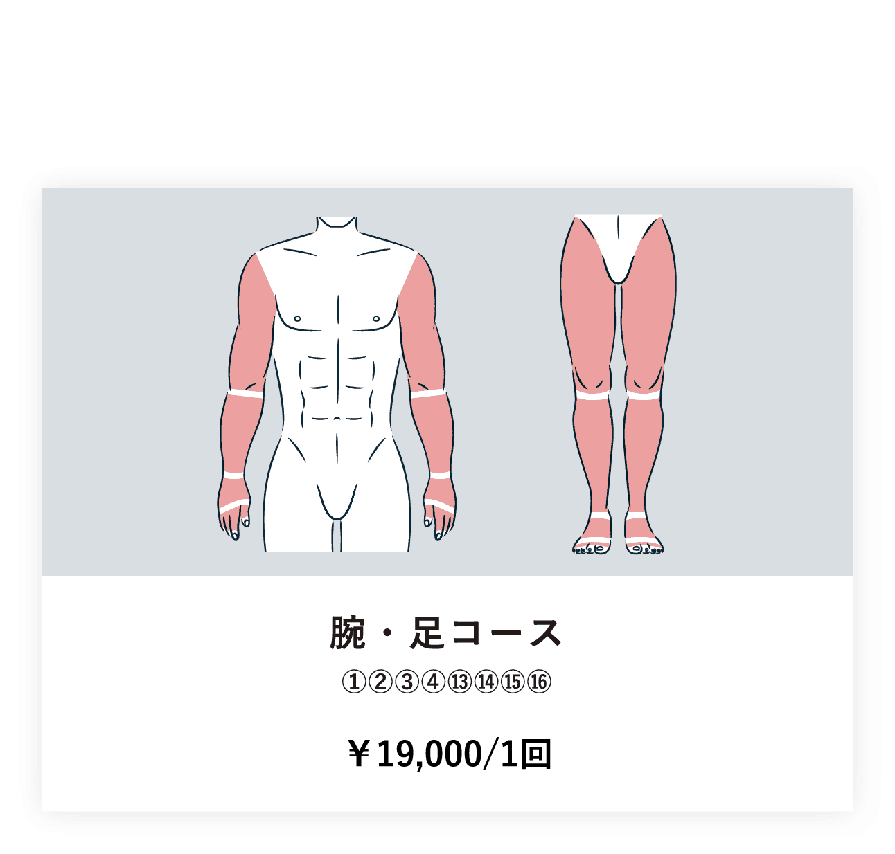 腕・足コース ①②③④⑬⑭⑮⑯ ¥244,000/10回　¥158,600/5回　¥39,040/1回